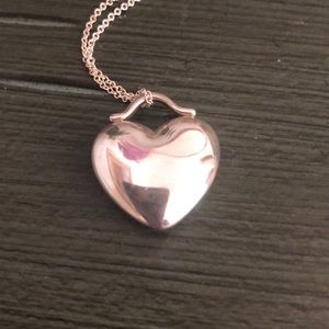 Tiffany & Co Puffed Heart, Silver Pendant on 16” silver chain
